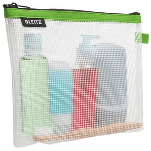 Leitz WOW Bolsa Porta-Todo Resistente al Agua - Tamaño 170x6x240mm - Material EVA, Lavable y Duradero - Cierre de Cremallera - Color Verde/Transparent