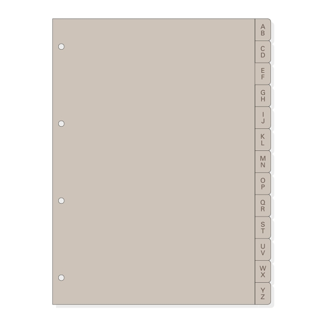 Finocam R4064 Indice Alfabetico para Agendas Open - 13 Solapas - Formato A4 - 220x2x297mm - PVC - Color Beige Grisaceo 1