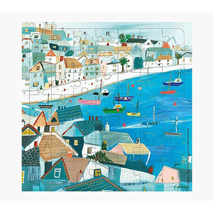 Pictura Tarjeta Puzzle Vista del Puerto de 49 Piezas + Tarjeta Plegada - Troquelado - 15.5x15.5cm - Incluye Sobre Blanco y Envoltorio de Celofan - Pap