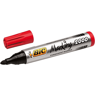 Bic Marking 2000 Ecolutions Rotulador Permanente - Tinta con Base de Alcohol - Ecologico - Secado Rapido - Color Rojo