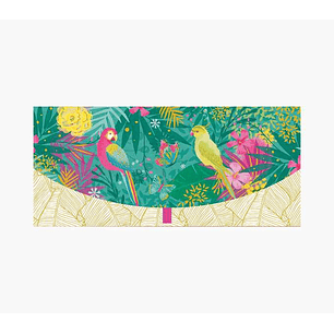 Pictura Tarjeta Money Cards - Tarjeta de Regalo Tipo Sobre Horizontal - Tematica Loros - 21.3x9.6cm - Embolsada Individualmente en Celofan - Incluido 