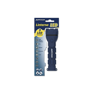 Jupiter Linterna de Luz Blanca 3 LED 50lm - Cuerpo de Goma - Resistencia IP44 - Funciona con 2 Pilas AA (No Incluidas) - Color Azul