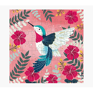 Pictura Tarjeta Puzzle Colibri de 49 Piezas + Tarjeta Plegada - Troquelado - 15.5x15.5cm - Incluye Sobre Blanco y Envoltorio de Celofan - Papel con Ce
