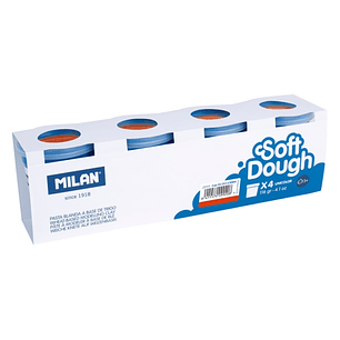 Milan Soft Dough Pack de 4 Botes de Pasta Blanda - 100% Vegetal - Moldeable - Sin Residuos - Colores Mezclables - 116g por Unidad - Color Rojo