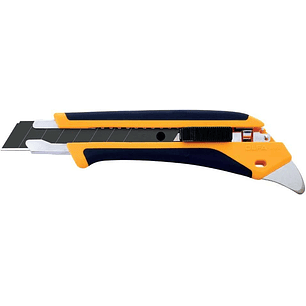 Olfa L5-AL Cutter Grande con Agarre Antideslizante - Bloqueo Automatico - Pua de Metal Duro - Canal de Acero Inoxidable - Uso Ambidiestro