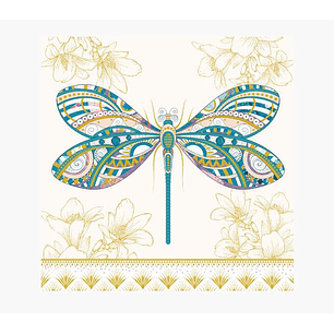 Pictura Tarjeta Arabesque - 16x16cm - Tematica Libelula - Triptica sin Envoltorio - Incluye Sobre Blanco - Papel con Certificacion FSC