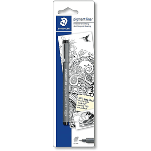 Staedtler Pigment Liner 308 Blister con Rotulador Calibrado - Trazo 0.2mm - Punta Engarzada en Metal - Color Negro