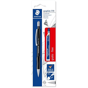 Staedtler Pack de 1 Portaminas 779 de 0.7mm + 1 Tubo de 12 Minas - Zona de Agarre Ergonomica - Resistente a Roturas