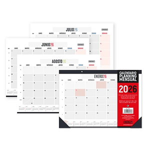 Ingraf Planificador de Mesa Mensual - Encolado con Tapa de Polipropileno - 12 Hojas de Faciles de Arrancar