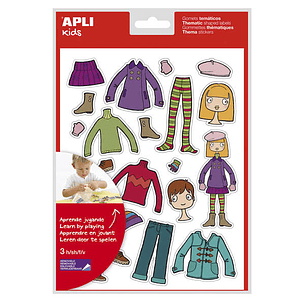 Apli Gomets Tematicos el Armario - 63 Gomets en 3 Hojas - Adhesivo Removible - Desarrollados con Educadores - Ilustraciones Enriquecedoras - Adhesivo 