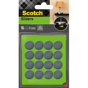 Scotch Move and Protect Pack de 16 Patines Deslizantes Adhesivos - Diametro de 17mm - Color Gris
