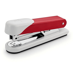 Novus Stabil Grapadora de Sobremesa - Capacidad de grapado 30 Hojas - Grapas 24/6, 26/6 - Grapado Abierto, Cerrado y Clavado - Color Blanco/Rojo
