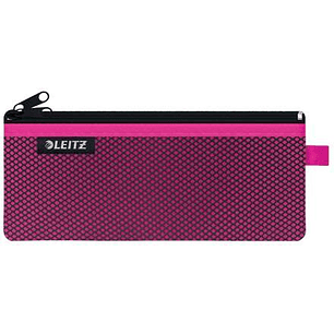 Leitz WOW Bolsa Porta-Todo Mediana 2 Compartimentos - Tamaño 85x6x210mm - Lavable y Duradera - Cierre de Cremallera - Color Fucsia