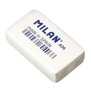 Milan 406 Goma de Borrar de Gran Tamaño Rectangular - Miga de Pan - Caucho Sintetico - Envuelta Individualmente - Color Blanco
