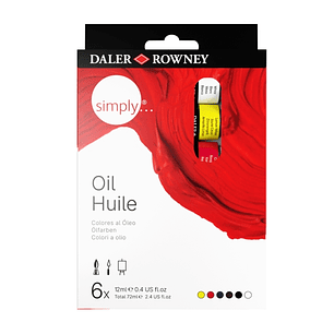 Daler Rowney Simply Pack de 6 Pinturas al Oleo - Tubos de Aluminio - 12ml - Colores Surtidos