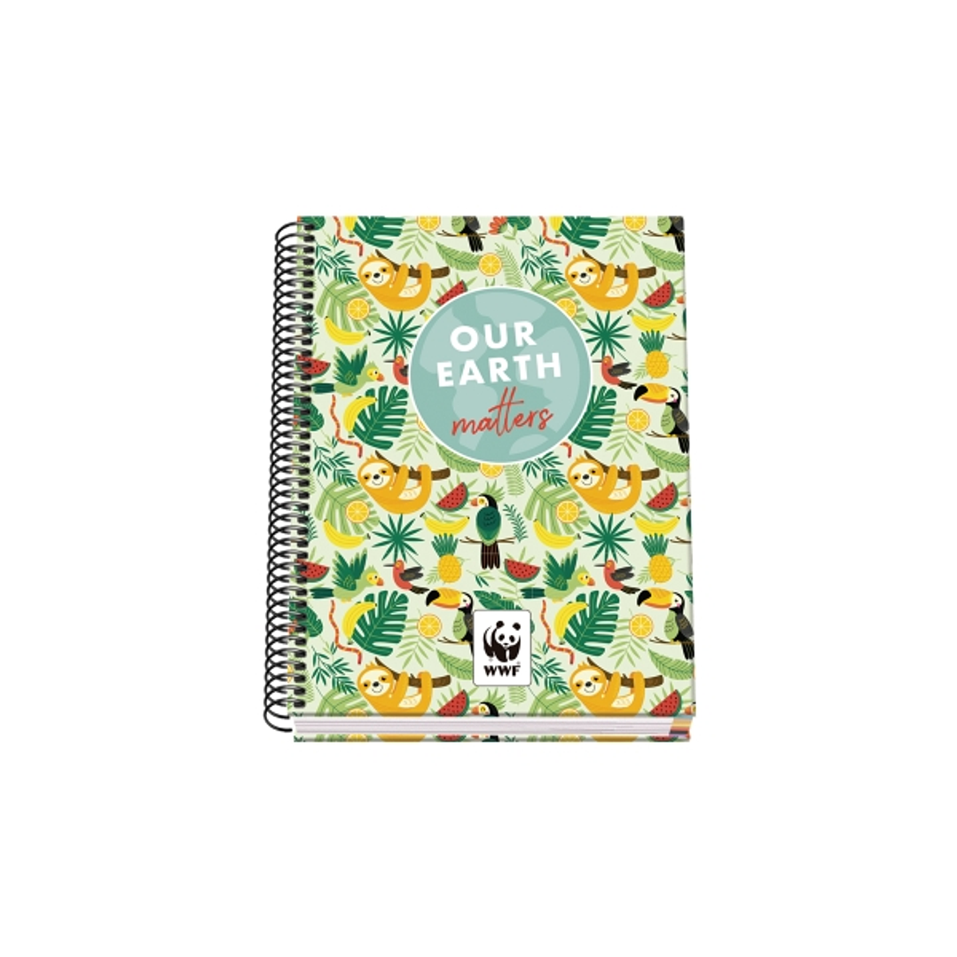 Dohe WWF Tropic Cuaderno Espiral A5 100 Hojas Cuadricula 5mm - Tapa Dura Impresa a todo Color y Plastificada en Brillo - Bandas de Color 1