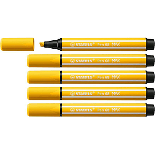 Stabilo Pen 68 MAX Rotulador - Punta de Fibra Biselada - Trazo entre 1-5mm aprox. - Tinta a Base de Agua - Color Amarillo
