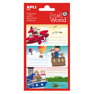 Apli Etiquetas Adhesivas Escolares Aviacion - Tamaño 83x43mm - 9 Etiquetas por Bolsa - Adhesivo Permanente de Alta Calidad - Diseño Aviacion - Color B