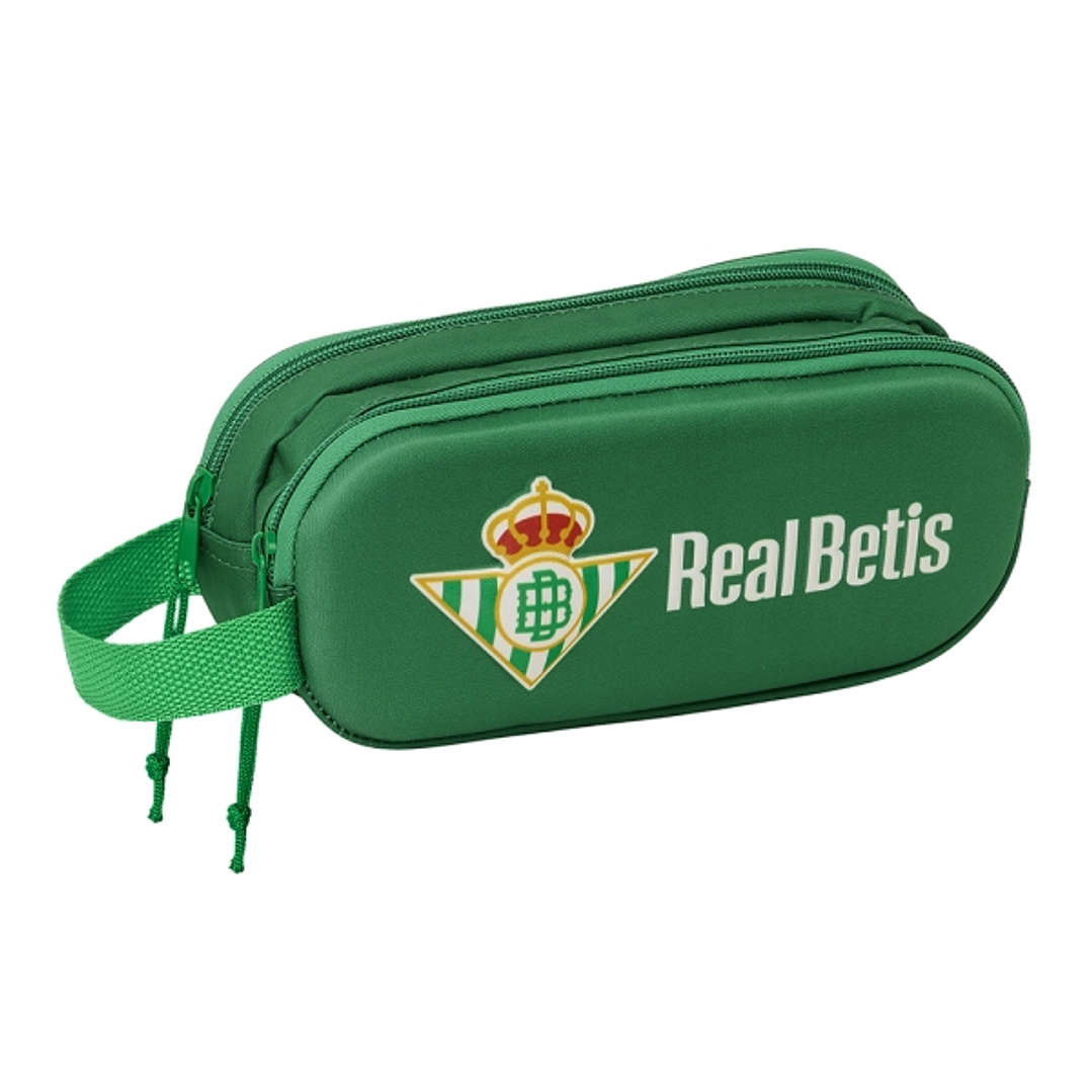 Safta Real Betis Estuche Portatodo 3D - 2 Compartimentos - Cierre de Cremallera - Asa de Mano - 21x8x6cm - Color Verde 1