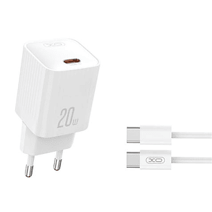 XO L146 Cargador de Corriente 20W - USB-C - PD 3.0 y QC 3.0 - Incluye Cable USB-C - Color Blanco