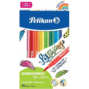 Pelikan Caja de 10 Rotuladores Brushpen - Punta de Pincel - Lavables