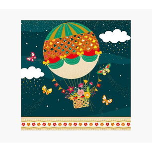 Pictura Tarjeta Arabesque - 16x16cm - Tematica Globo Aerostatico - Tarjeta Triptica sin Envoltorio - Incluido Sobre Blanco - Papel con Certificacion F