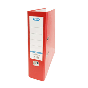 Elba Rado Top Archivador Tamaño Folio - Con Palanca y Rado - Ancho de 80mm - Forrado Exterior de Plastico - Interior de Papel - Color Rojo