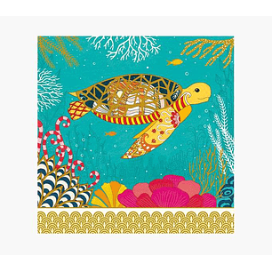 Pictura Tarjeta Arabesque - 16x16cm - Tematica Tortuga - Tarjeta Triptica sin Envoltorio - Incluido Sobre Blanco - Papel con Certificacion FSC