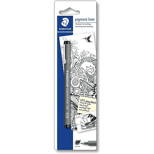 Staedtler Pigment Liner 308 Blister con Rotulador Calibrado - Trazo 0.8mm - Punta Engarzada en Metal - Color Negro