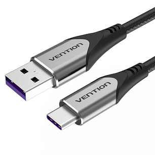 Vention Cable USB-A 2.0 a USB-C 2.0 5A 100W - 2m - Trenzado - Color Gris