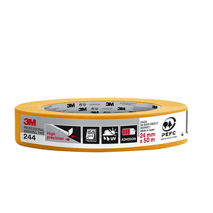 3M Cinta de Enmascarar Profesional - Multisuperficie - 24mm x 50m - 100% PEFC - Color Amarillo