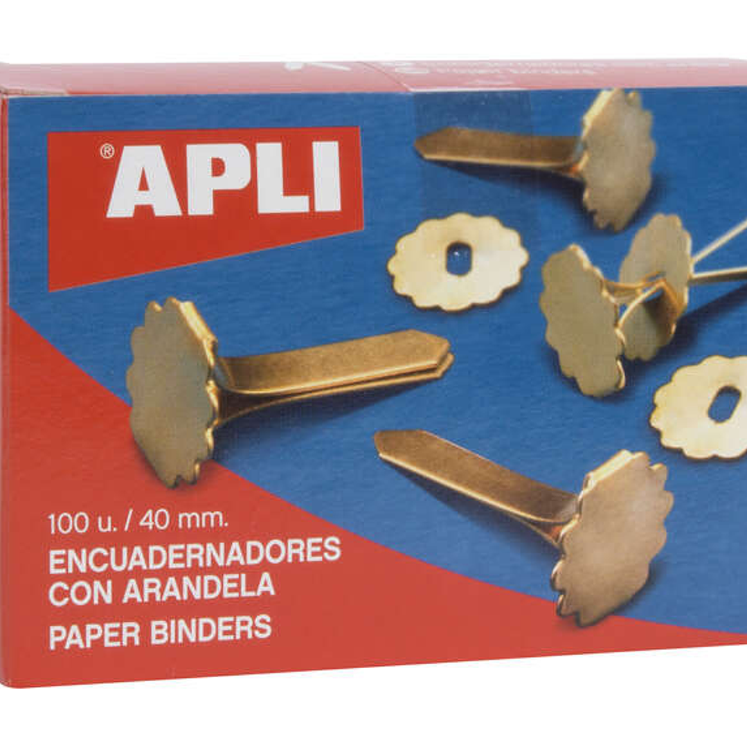 Apli Encuadernadores Metalicos con Arandela - 40mm - Caja de 100 - Aptos para Todo Tipo de Documentos - Incluyen Arandela para Embellecer y Evitar Roz 1