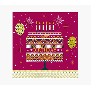 Pictura Tarjeta Arabesque - 16x16cm - Tematica Tarta de Cumpleaños - Tarjeta Triptica sin Envoltorio - Incluye Sobre Blanco - Papel con Certificacion 