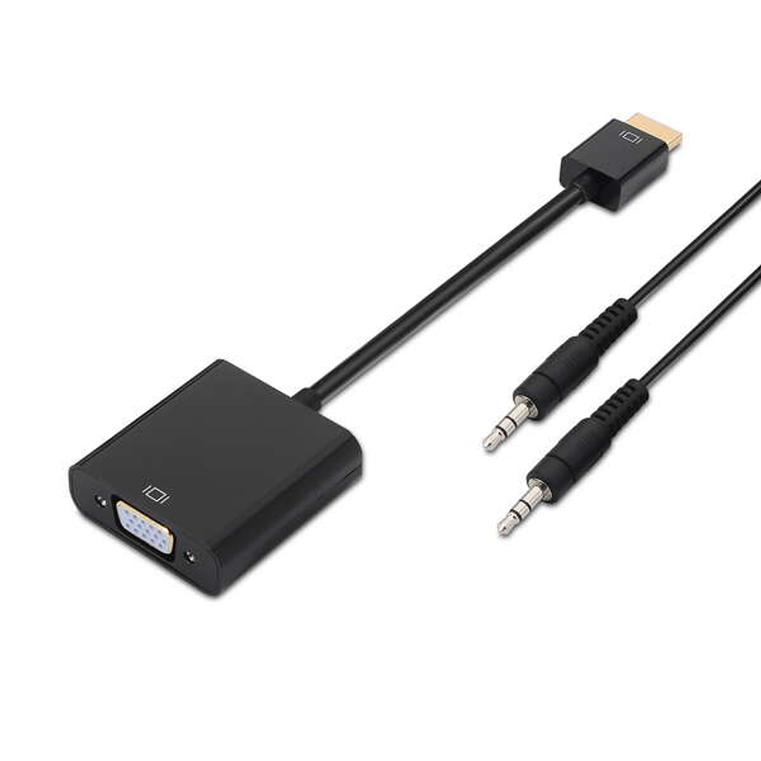 Aisens Conversor HDMI a SVGA+Audio - HDMI A Macho-SVGA Hembra+JACK 3.5/H - 10 cm+1.0m - Color Negro 1