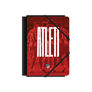 Dohe Atletico de Madrid Atleti Carpeta de Carton Contracolado Plastificado - 3 Solapas - Tamaño A5 - Guardas Impresas - Cierre de Goma Elastica