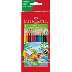 Faber-Castell Super Mine Ergonomics Pack de 24 Lapices de Colores Triangulares Ergonomicos - Mina de 4mm - Resistencia a la Rotura - Colores Surtidos