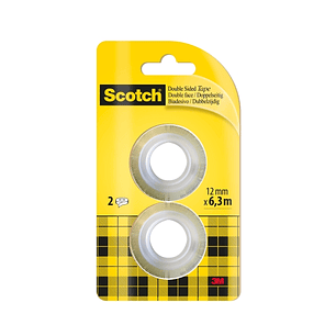 Scotch Pack de 2 Cintas Adhesivas de Doble Cara - Recambio - 12mm x 6.3m - Color Transparente