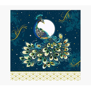 Pictura Tarjeta Arabesque - 16x16cm - Tematica Pavo Real - Tarjeta Triptica - Incluye Sobre Blanco - Papel con Certificacion FSC