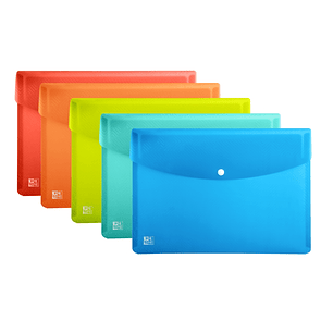 Oxford Urban A5 Sobre Portadocumentos de Plastico Rigido Translucido A5 - Capacidad hasta 40 Hojas - Cierre de Broche - Colores Surtidos