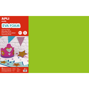 Apli Goma Eva Verde Claro 600x400 - 5 Hojas de Tamaño Grande y Flexible - Ideal para Manualidades y Decoracion