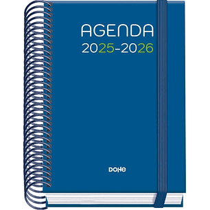 Dohe Logic Agenda Escolar 25/26 Espiral A6 - Dia Pagina - Papel 70g/m2 - 4 Hojas de Pegatinas - Cubierta de Carton Plastificado - Cierre con Goma Elas