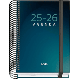 Dohe Boreal Agenda Escolar 25/26 Espiral A6 - Dia Pagina - Papel 70g/m2 - 4 Hojas de Pegatinas - Cubierta de Carton Plastificado - Cierre con Goma Ela