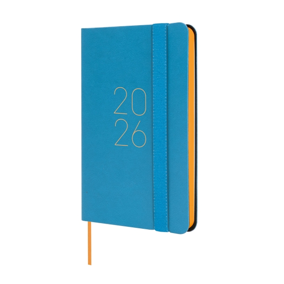Finocam Flexi Lisa Agenda - Anual 2026 - Tapa Blanda - Formato F2 - 85x13x130mm - Semana Vista Horizontal - Color Azul 1