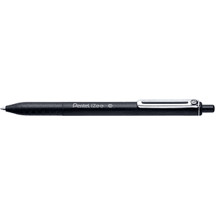 Pentel iZee Boligrafo de Bola Retractil - Punta 0.7mm - Trazo 0.35mm - Clip de Metal - Color Negro