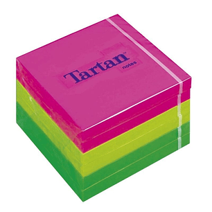 Tartan 7676N Pack de 6 Blocs de 100 Notas Adhesivas Reposicionables 76x76mm - 100% PEFC - Colores Surtidos