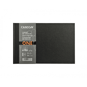 Canson Sketch One Cuaderno Apaisado con 98 Hojas - 21.6x14cm - 100g - Grano Fino - Color Blanco