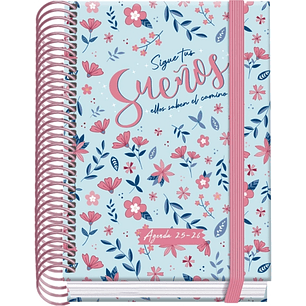 Dohe Blossom Agenda Escolar 25/26 Espiral A6 - Dia Pagina - Papel 70g/m2 - 4 Hojas de Pegatinas - Cubierta de Carton Plastificado - Cierre con Goma El