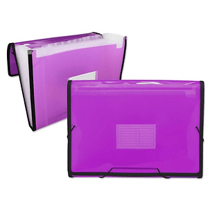 Ingraf Carpeta Frame Fuelle 13 Departamentos Tamaño A4 - Polipropileno Translucido - Gomas y Solapas - Color Rosa