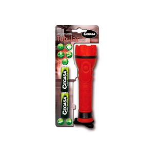 Cegasa Profesional Linterna de 3 LED - Cuerpo de Goma Antideslizante - Resistente a Golpes y Humedad - Funciona con 2 Pilas LR6 (Incluidas)