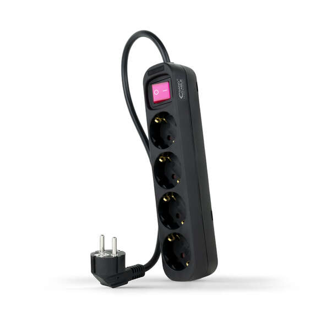 Nanocable Regleta de Proteccion con 4 Shuckos - Cable de 1.40m - Interruptor On/Off - Color Negro 1